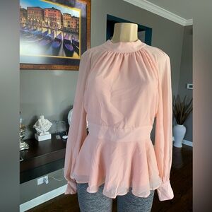 Bebe Gathered neck pink blouse size 10
